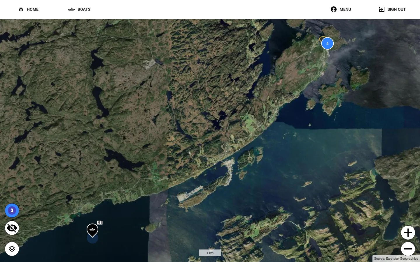 OlsiTrack — flåteoversikt på satellittkart